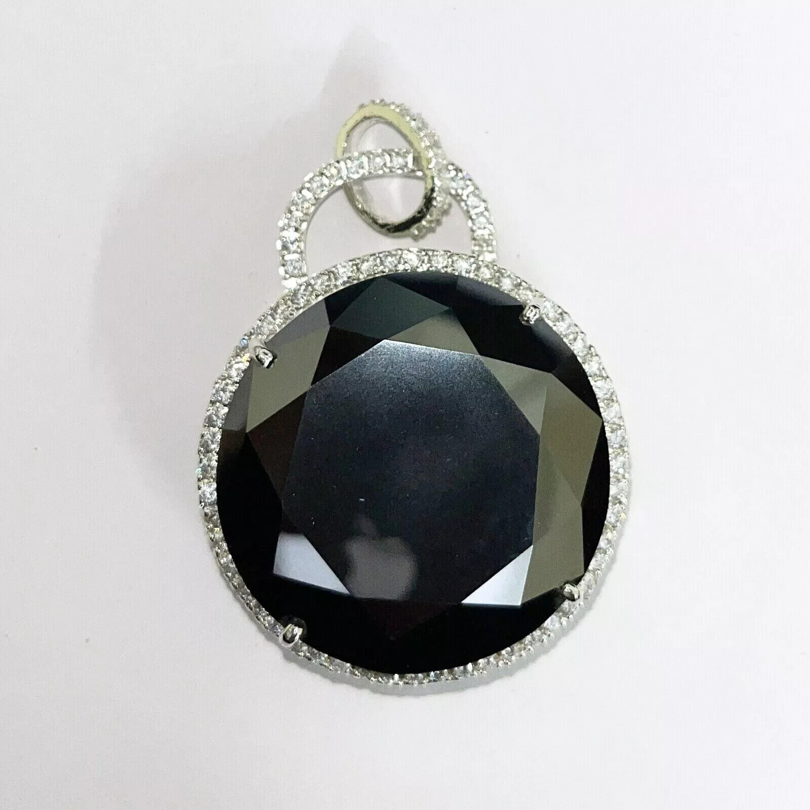 105 Ct Black Diamond Pendant 4 Prong Setting AAA Certified ! Birthday Gift