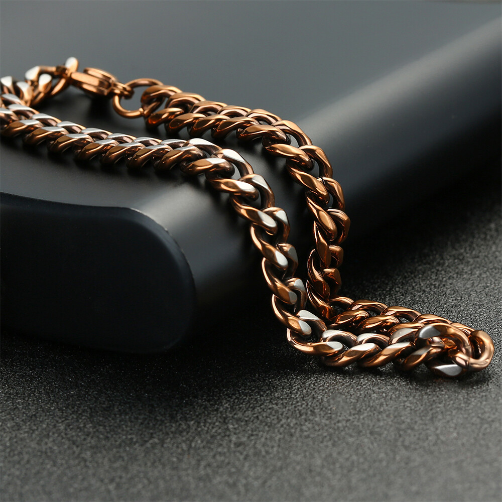 Stainless Steel Necklaces For Men Women Cuban Link Brown Basic Jewelry