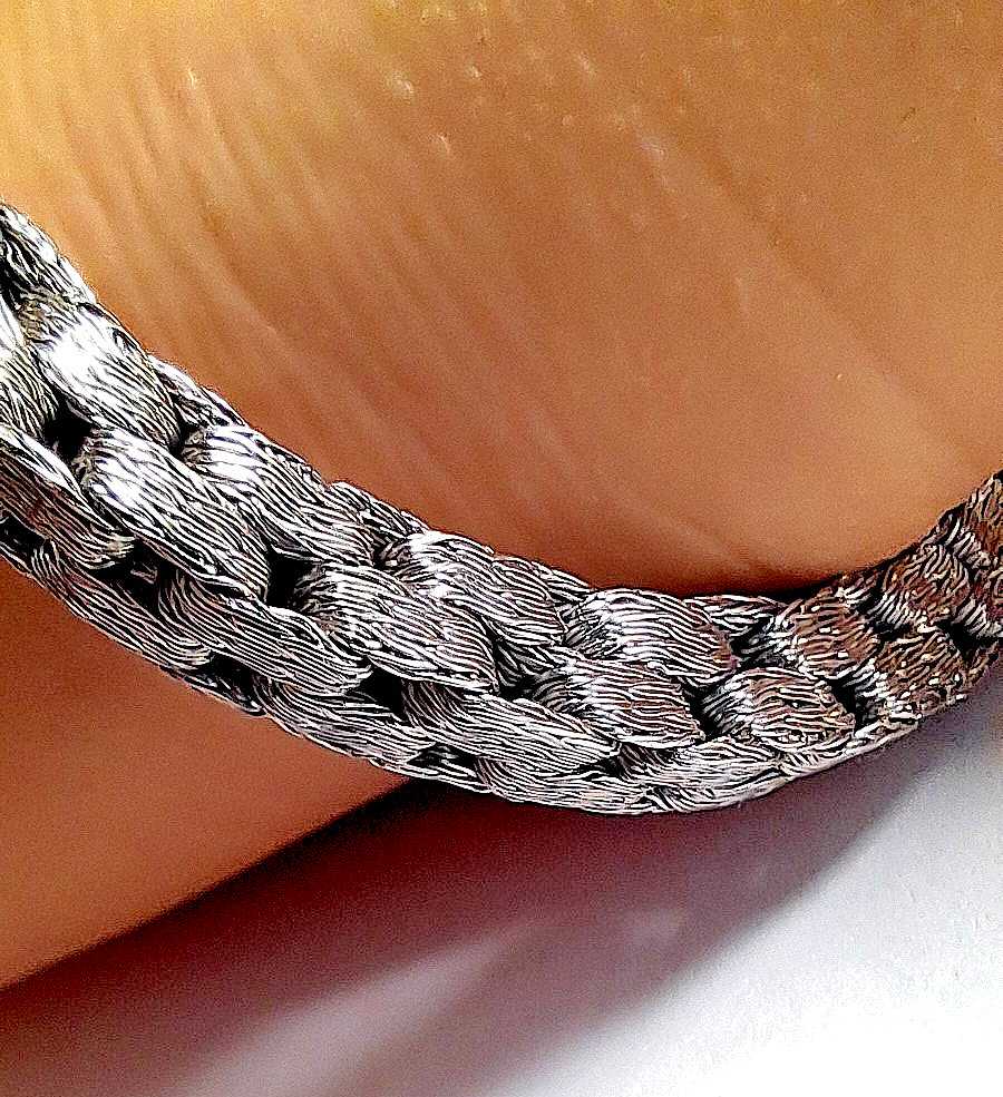 WOW!! CUSTOM HAND-MADE STERLING SILVER “WOVEN LINK” BRACELET (6mm 7.5″ 30.95GR