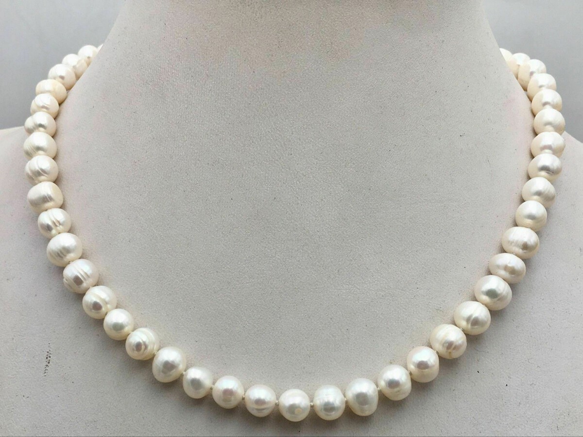 Natural White 7-10mm Akoya Freshwater Pearl Necklace 14-50” 925 Silver Clasp