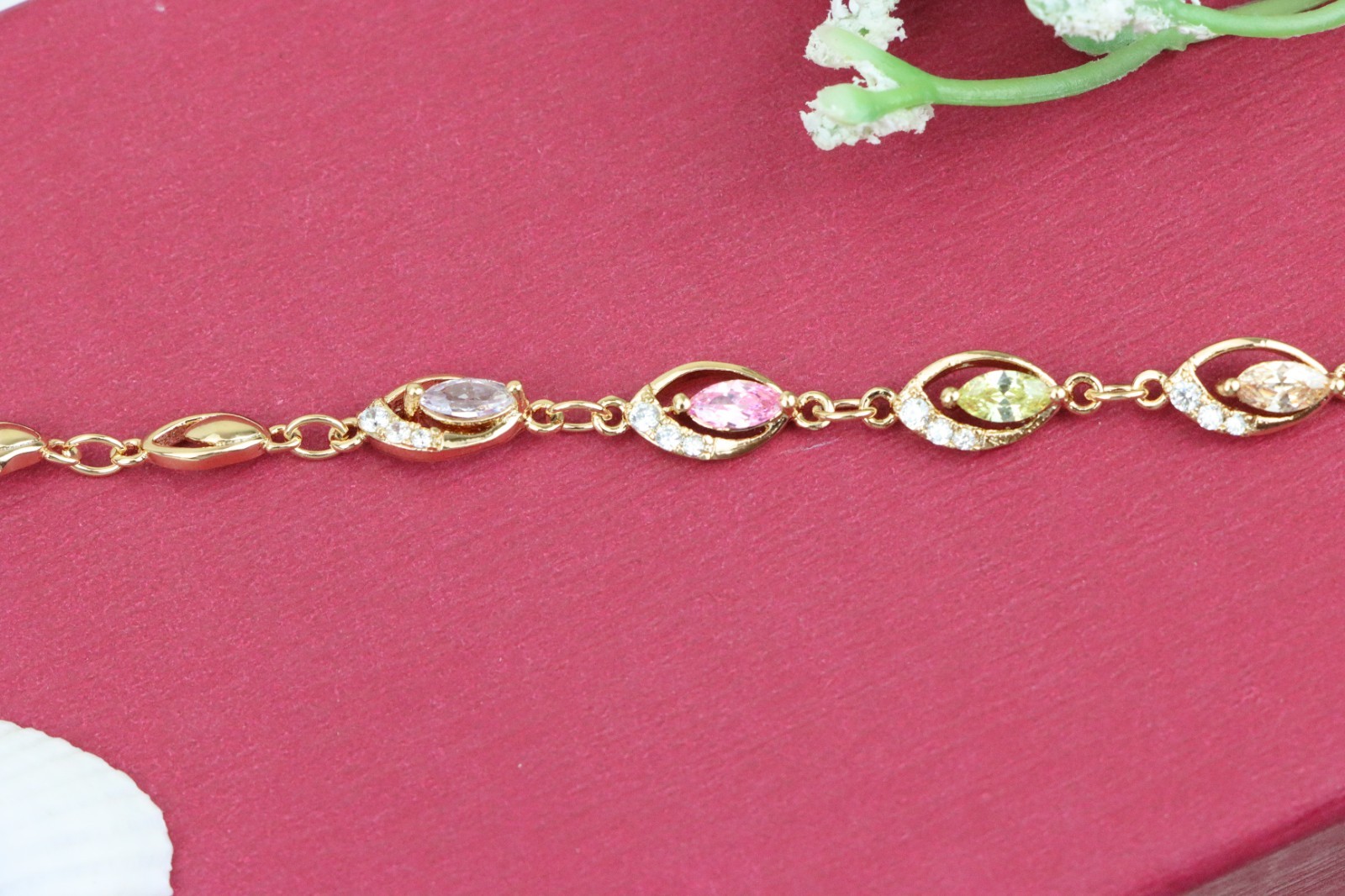 with Multicolor Stones and Crystals, XPBL0789 Rose Gold Bracelet