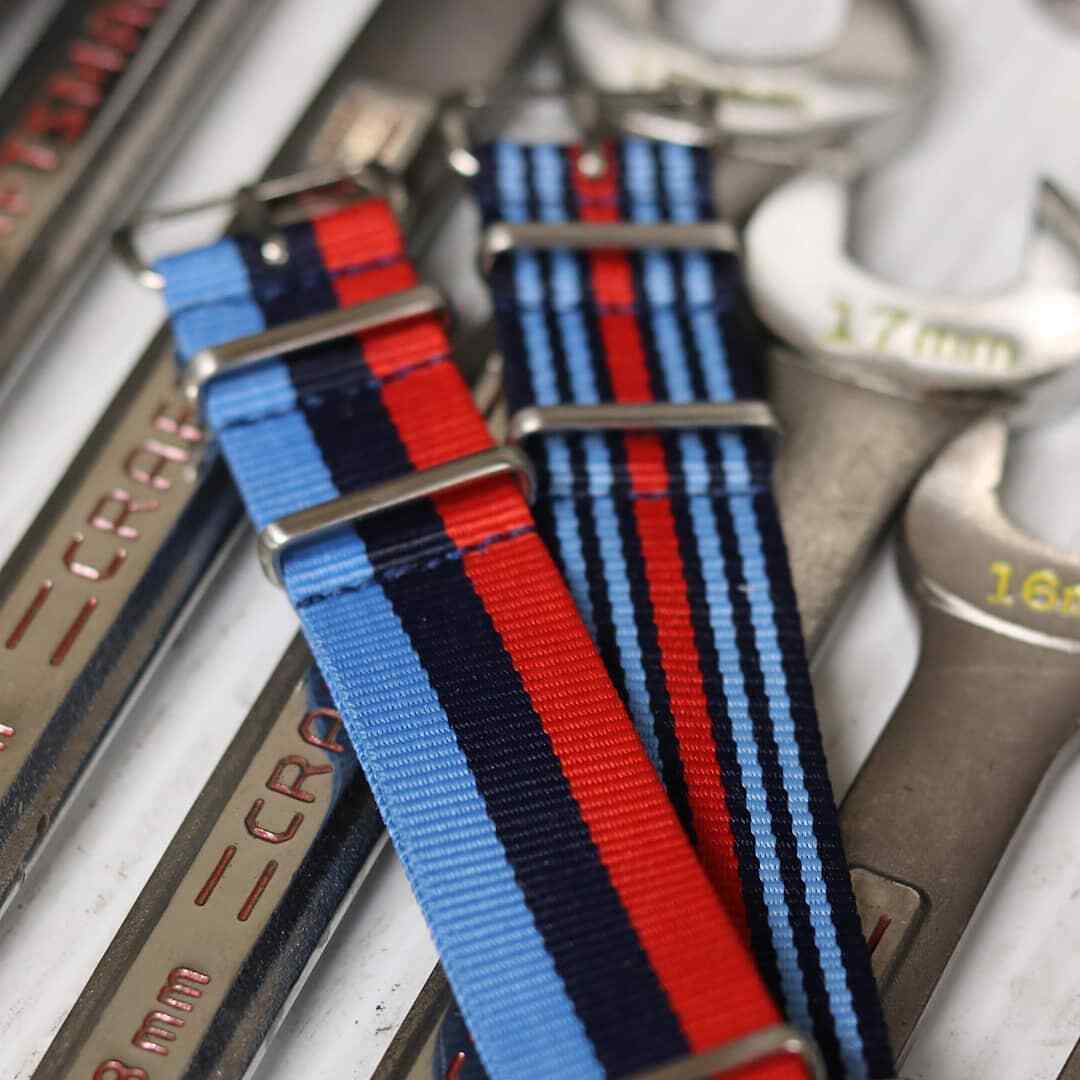 One-Piece Martini Inspired Lancia Rally Racing Colors Strap Nylon Watch Band