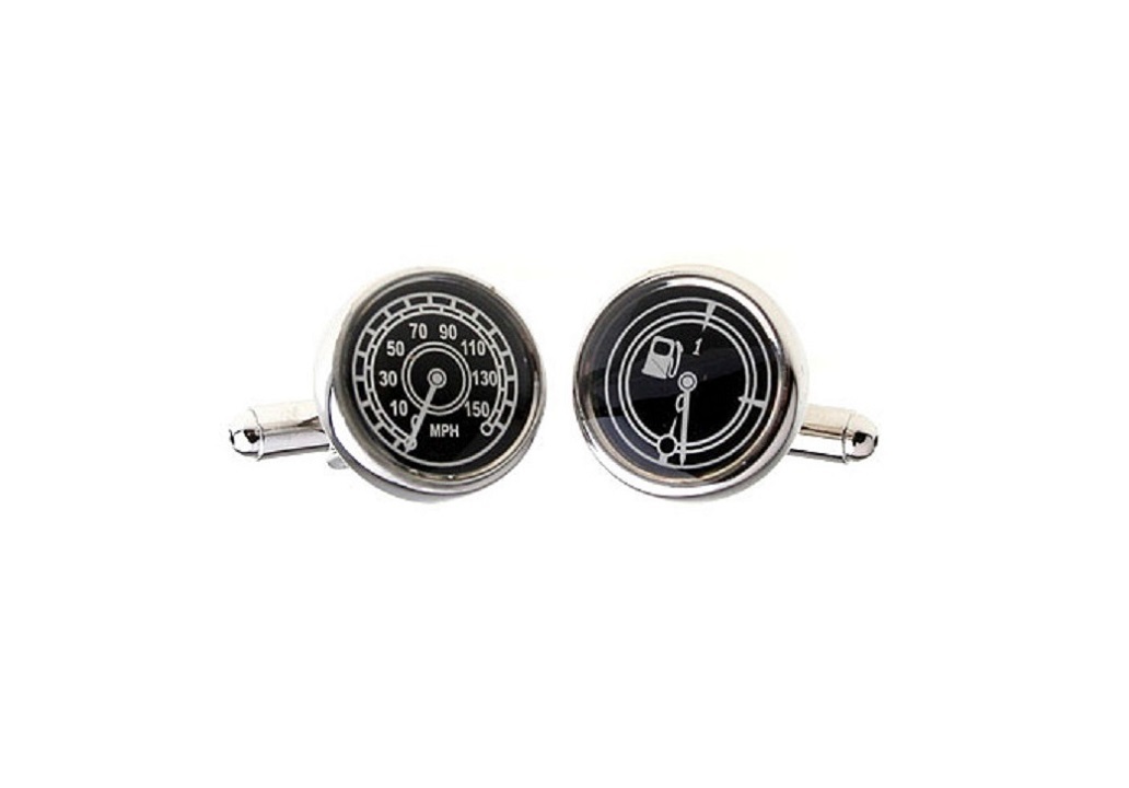 Speedometer Fuel Gas Gauge Pair Cufflinks MPH Wedding Gift Box & Polishing Cloth