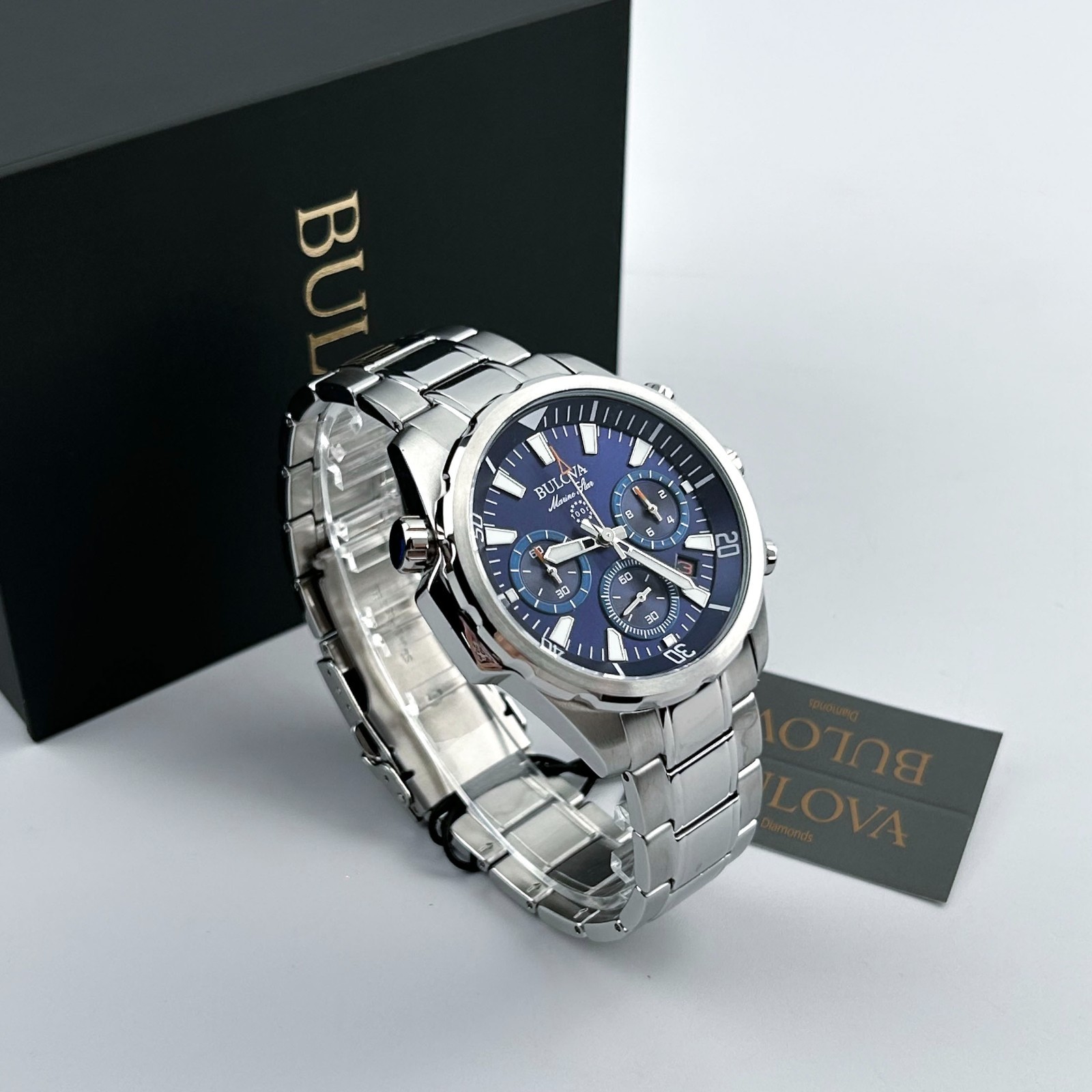 Bulova Classic Marine Star Blue Dial Chronograph 96B256 Men’s Quartz Watch