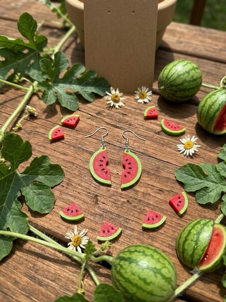 Watermelon Slice Dangle Earrings Fun Summer Fruit Drop Jewelry 🍉