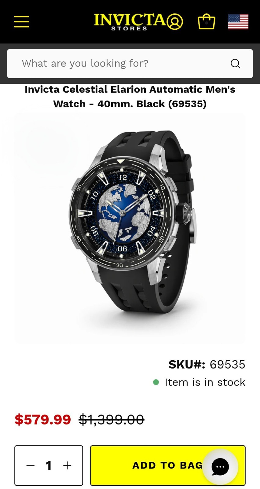 Invicta Blue Earth Face Celestial Astelis Limited Edition Automatic 40mm Watch