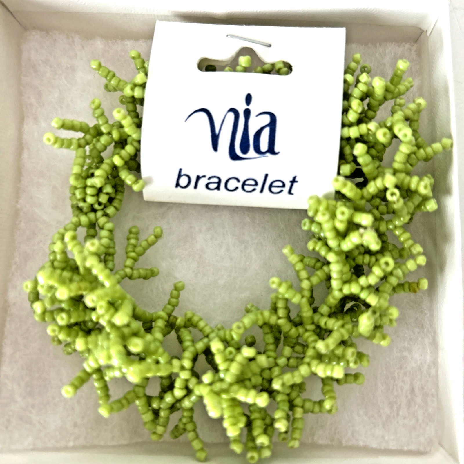 Handmade Green Seed Bead Lightweight Bracelet Adjustable