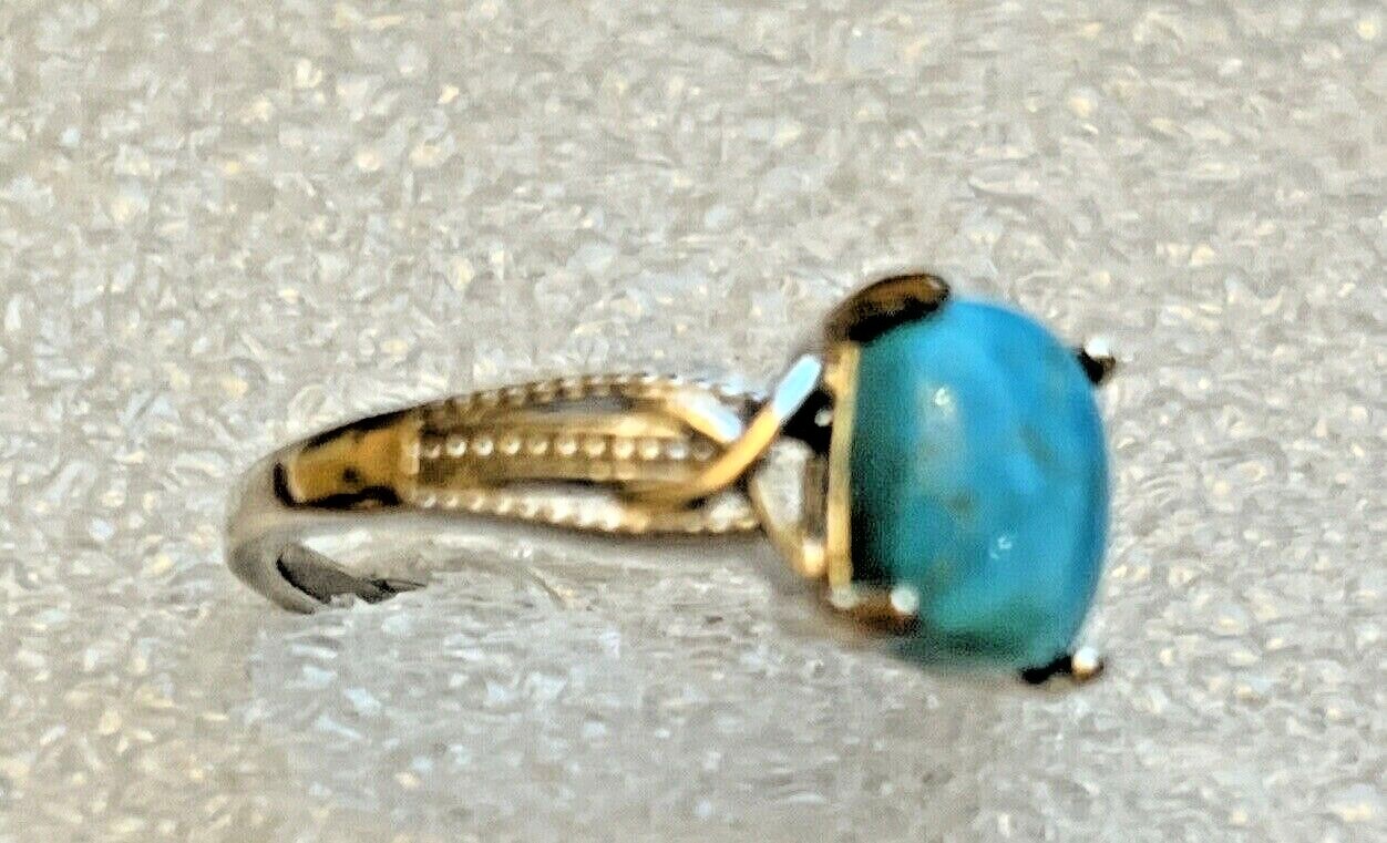 South Hill Turquoise Ring in Platinum Over Sterling Silver (Size 9.0) 2.10 ctw