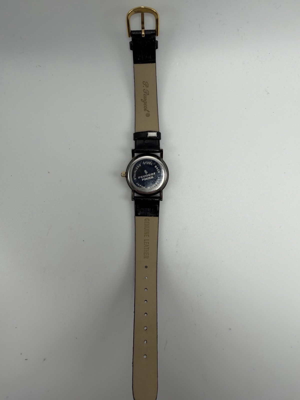 Peugeot PQ8283L New Battery Ladies Watch 24MM 6.5″ Black Leather Band