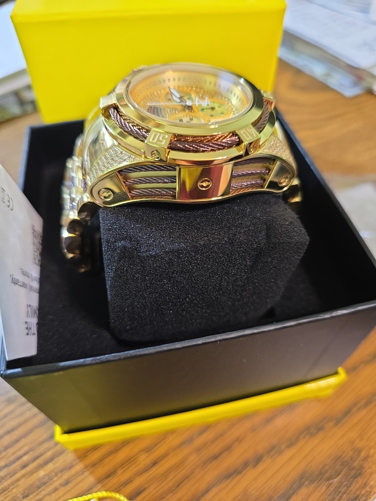 New Invicta Reserve Bolt Zeus 38208 Gold Label 1.31ctw 50mm Swiss Ronda 5040D