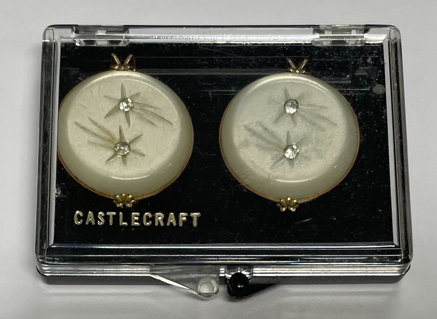 Vtg Greencastle Indiana Handcrafted CASTLECRAFT JEWELRY Large Earrings Hillcraft