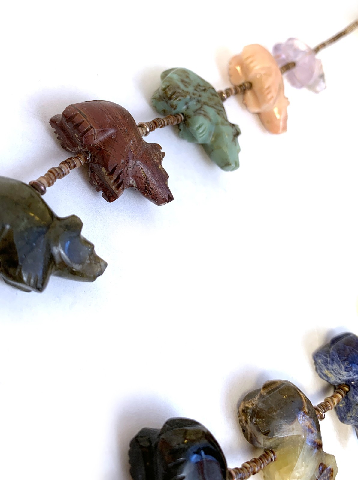 Zuni Fetish Necklace w/ Large Bears by Debra Gasper, Ray Tsethlikai / Multistone