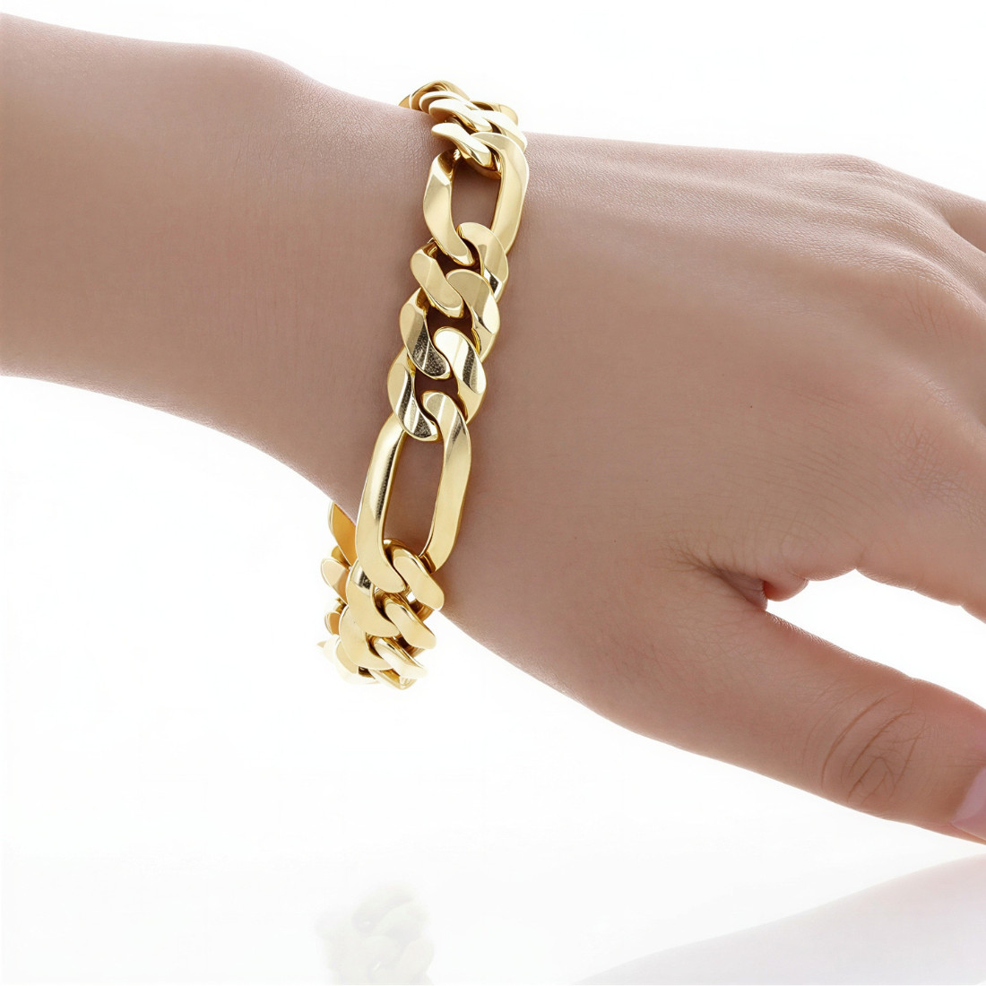 14k Yellow Gold Bracelet Chain Figaro Link | Solid Heavy 53 Grams 8.5″ 12.7mm