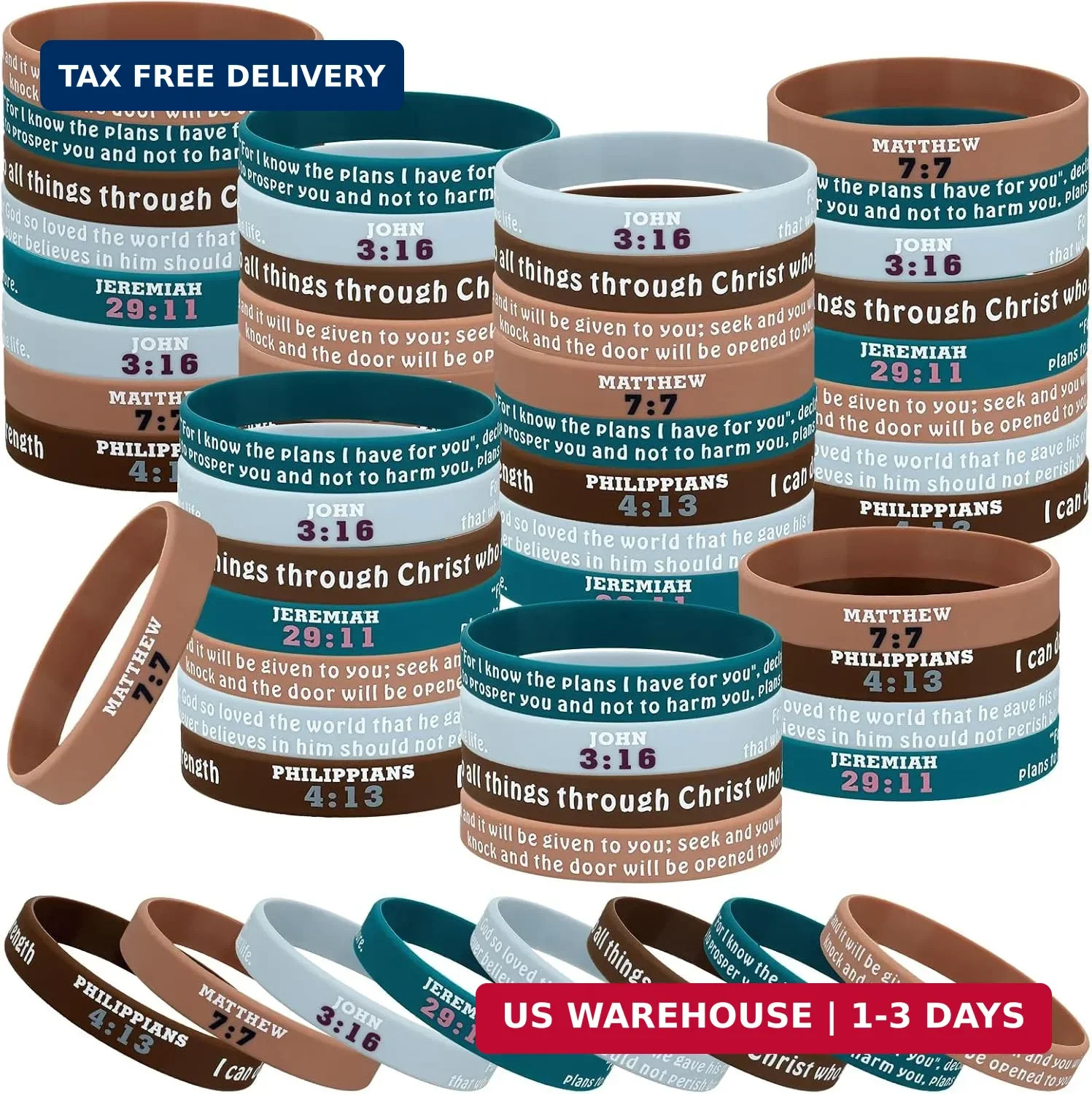 32 Pcs Bible Verse Bracelets Christian Scripture Silicone Wristbands Religious J