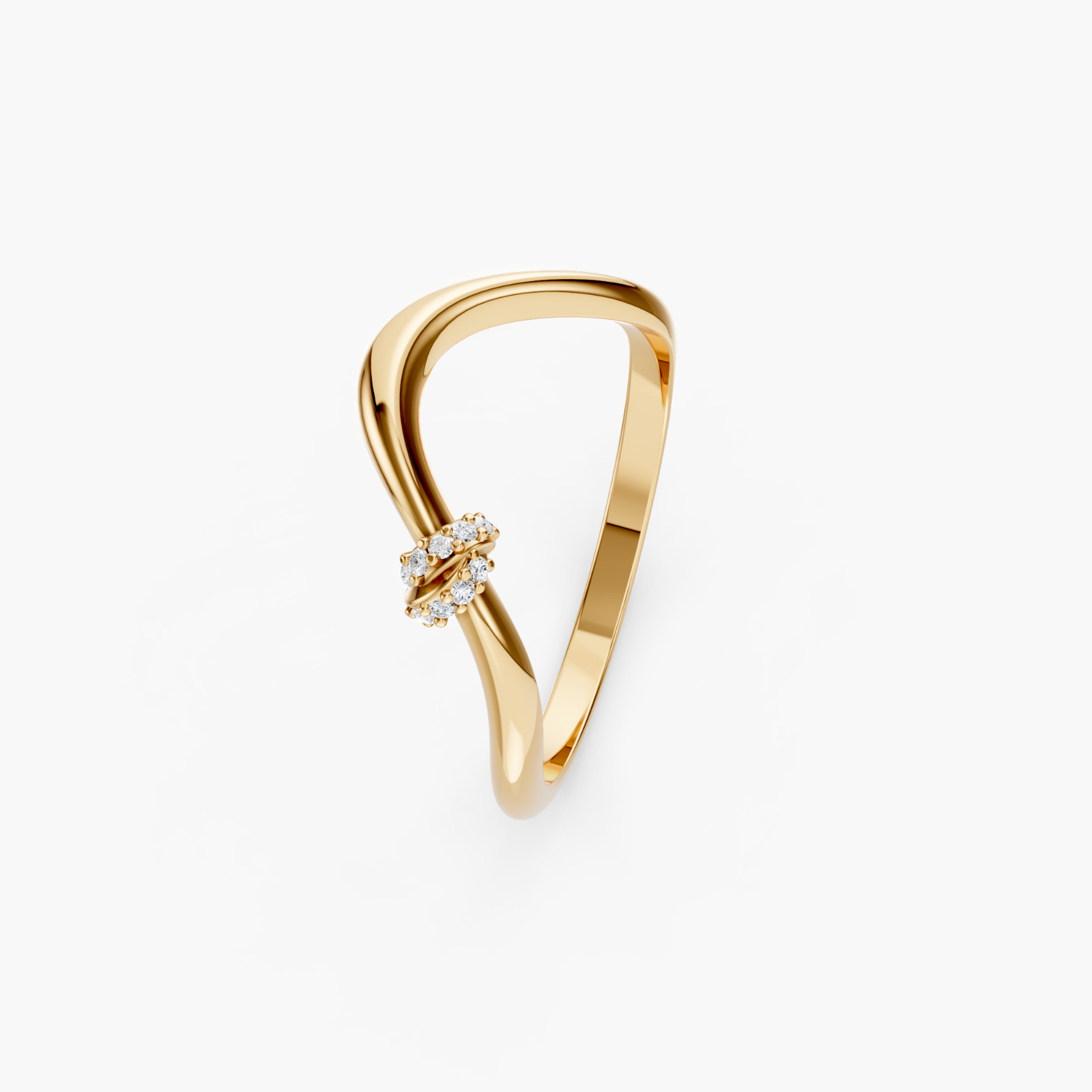 V Shape Lab Diamond Ring 14K Rose Gold D-F- VVS Chevron Stackable Wedding Band