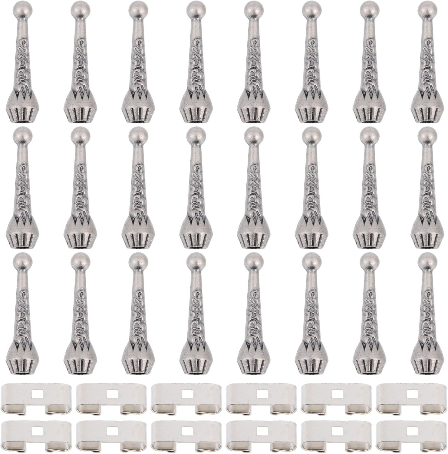 36Pcs Bolo Tie Findings Kit with 24Pcs Bolo Tie Tips Replacement End Caps and 12
