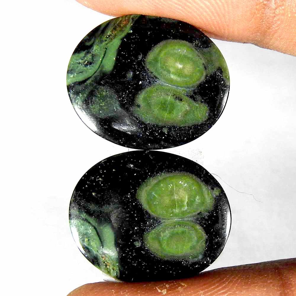 18.45CtsNatural Green Kambaba Jasper Oval Pair Cabochon(19x15x3)Gemstone