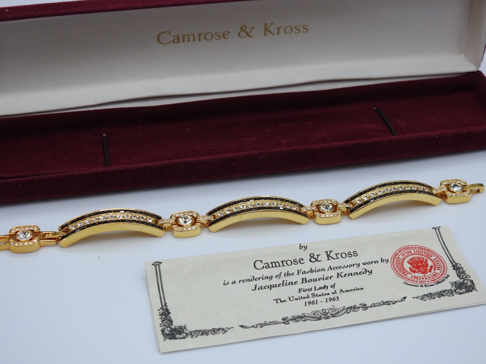 Camrose and Kross Jacqueline Kennedy Swarovski Crystal Link Bracelet New in Box