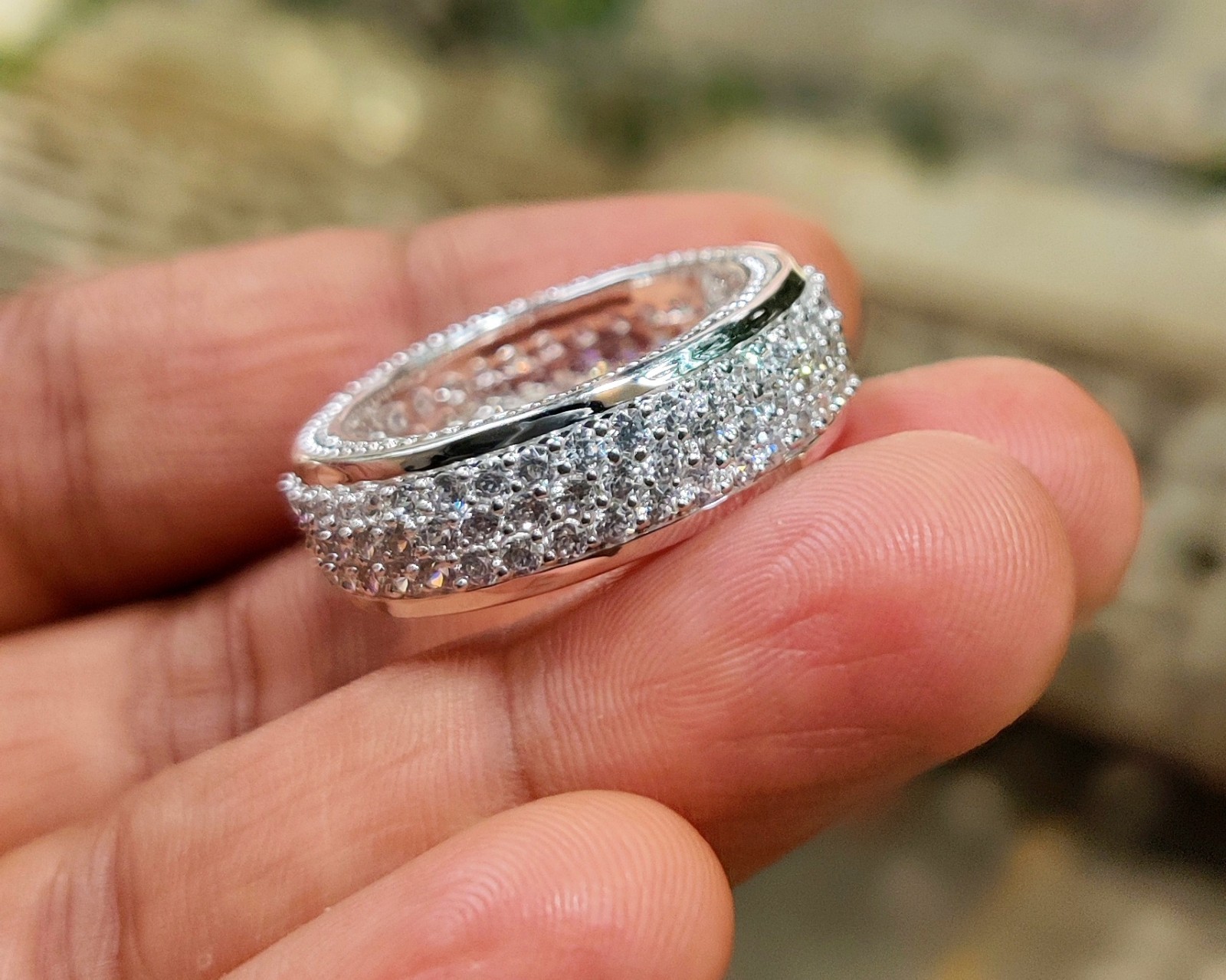 2Ct Round Lab-Created Diamond Cluster Wedding Band Ring 14K White Gold Plated