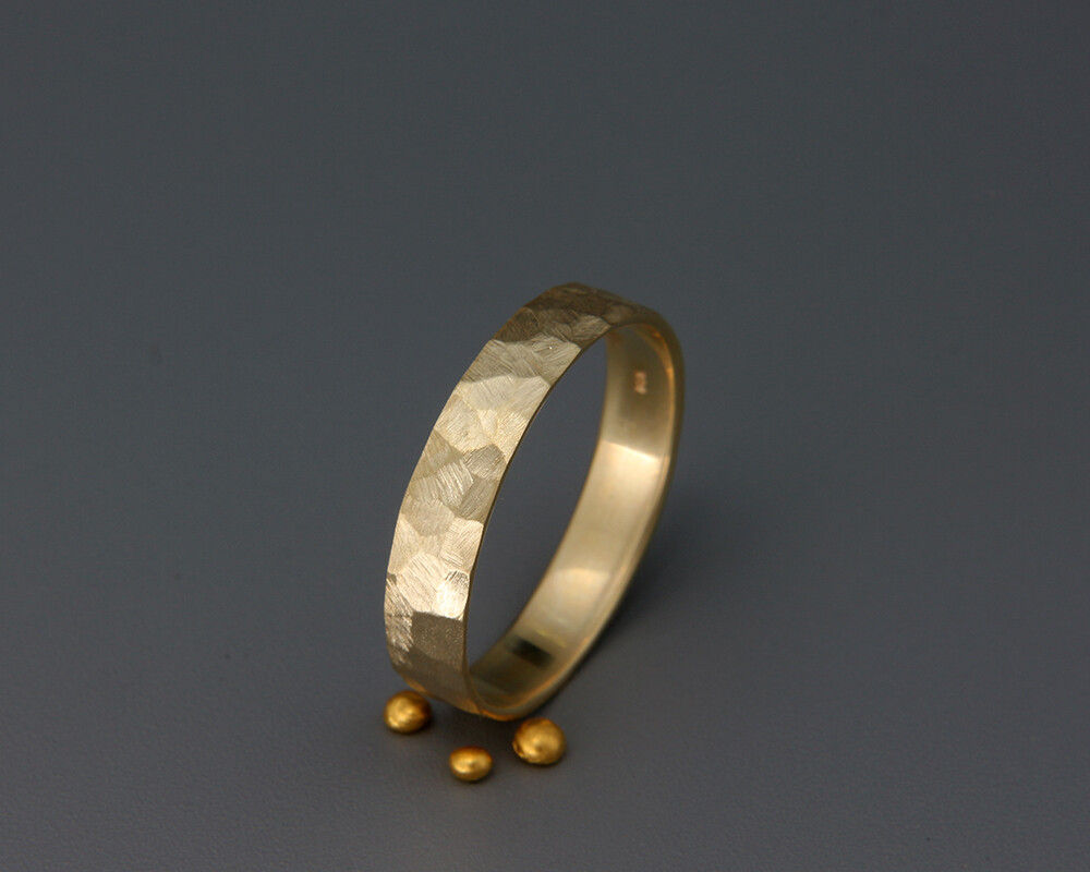 14K Gold Rough Faceted Textured Men Wedding Band | 3mm 4mm 5mm 6mm 7mm 8mm
