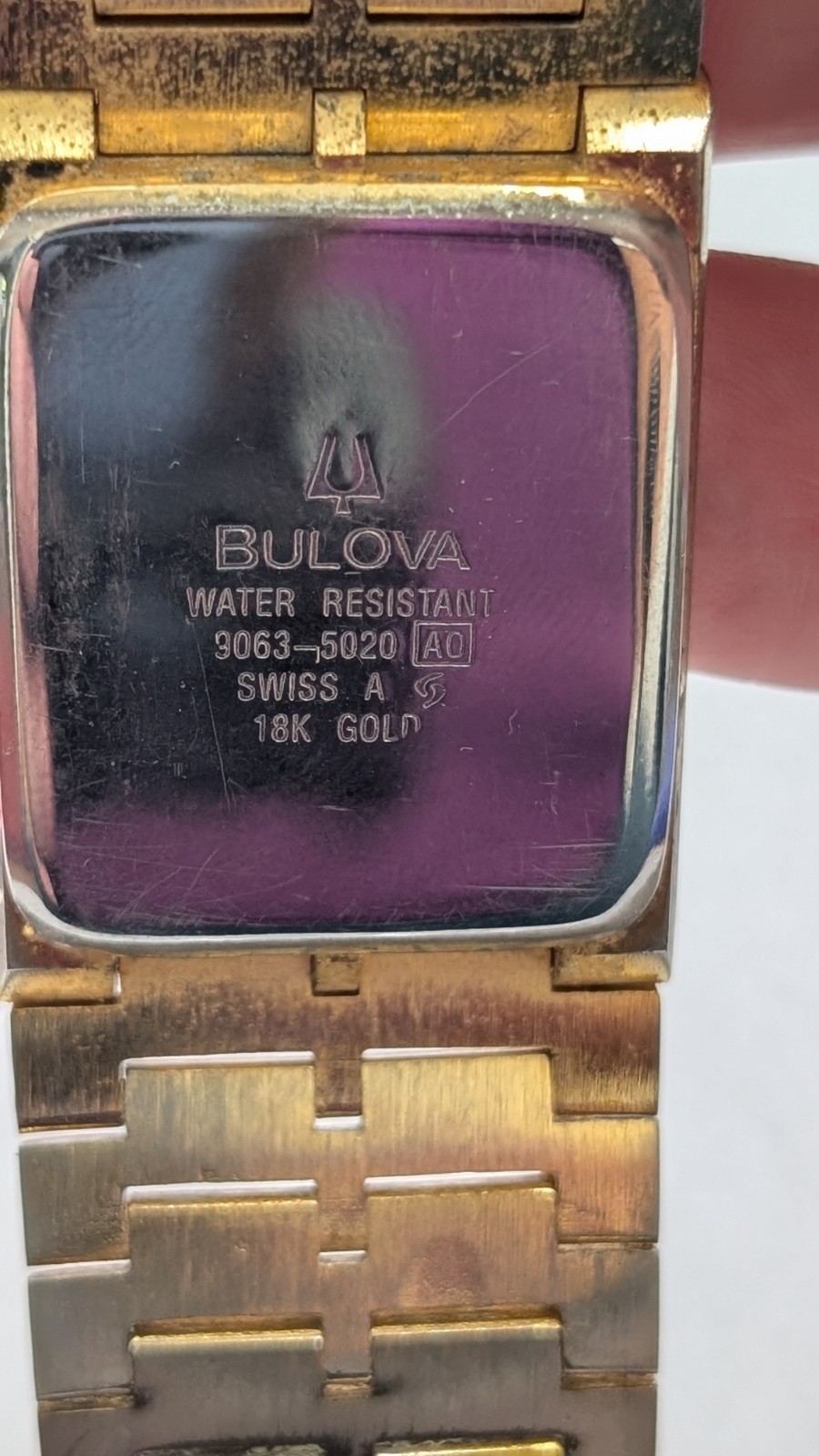 Bulova Swiss Tank Watch 9063 Mens Diamond Accent 18K Gold Plated Vintage Running