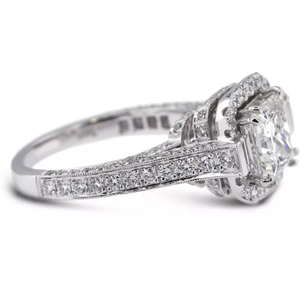 Engagement Ring 18K Gold Under Halo Princess 2.37 Carat Lab-Grown Diamond G VS1