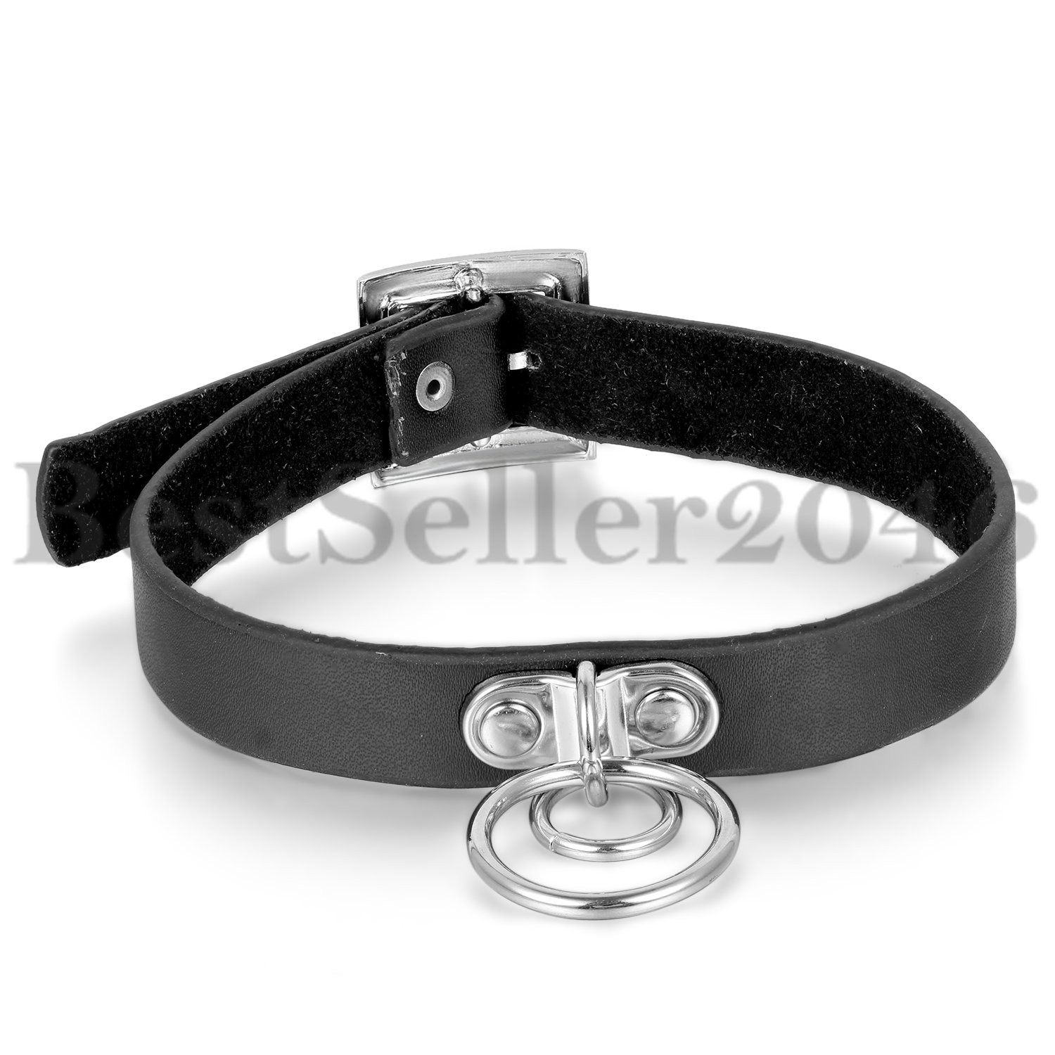 Punk Gothic Black Leather Belt Choker Bib Necklace Men Women Rivet Spike Collar