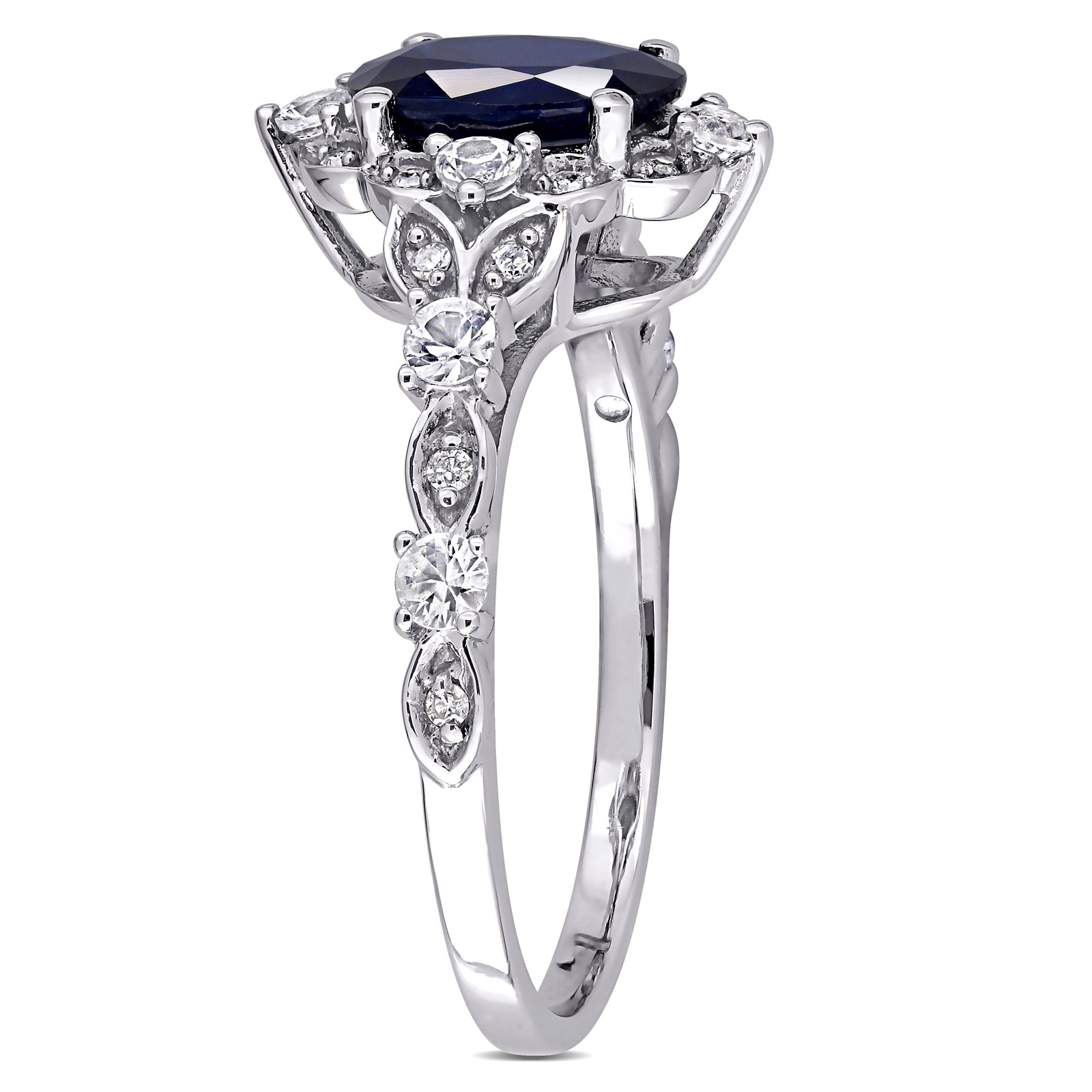 Amour 10K White Gold Diffused Sap. White Sapphire & Diamond Accent Fashion Ring