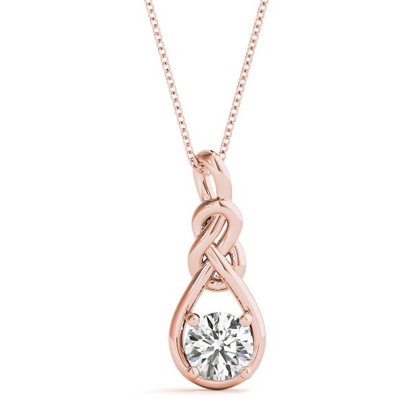 Knot Solitaire Pendant VS F 0.50-1.00 Ct Lab Grown Round Diamond 14K Yellow Gold