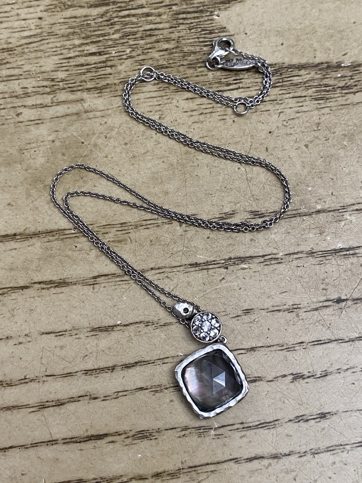 Gabriel & Co. 925 Sterling Silver Designer Signed Pendant Link Necklace 17”