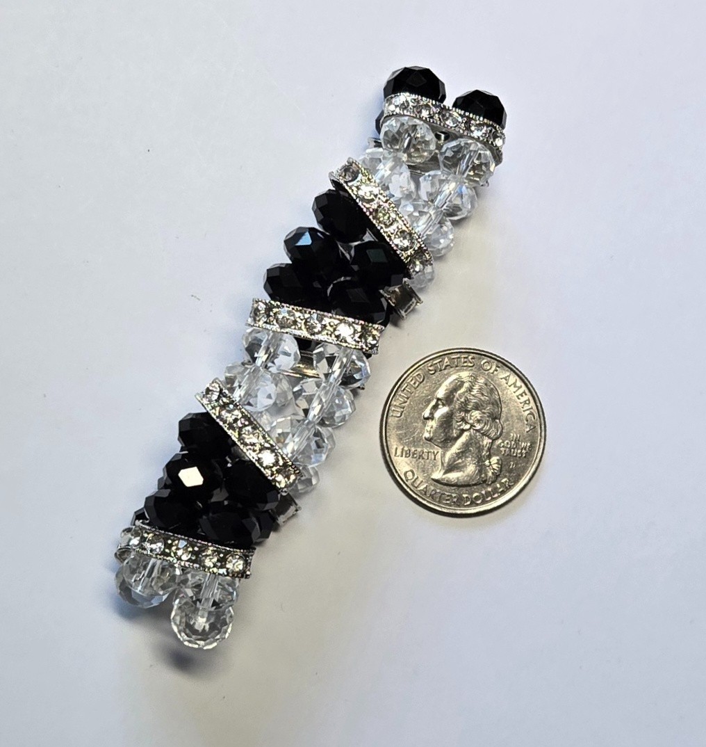 Handmade Multi-Strand Black Beaded Bracelet Stacking Stretch Jewelry for Women