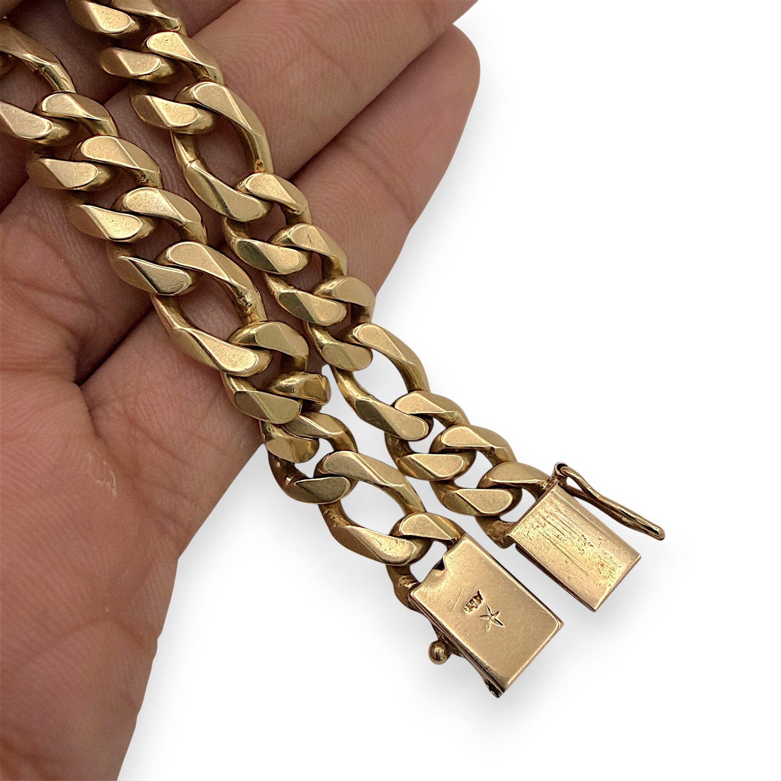 NZGD | 18ct Gold Imperial Figaro‑Curb Bracelet 23cm