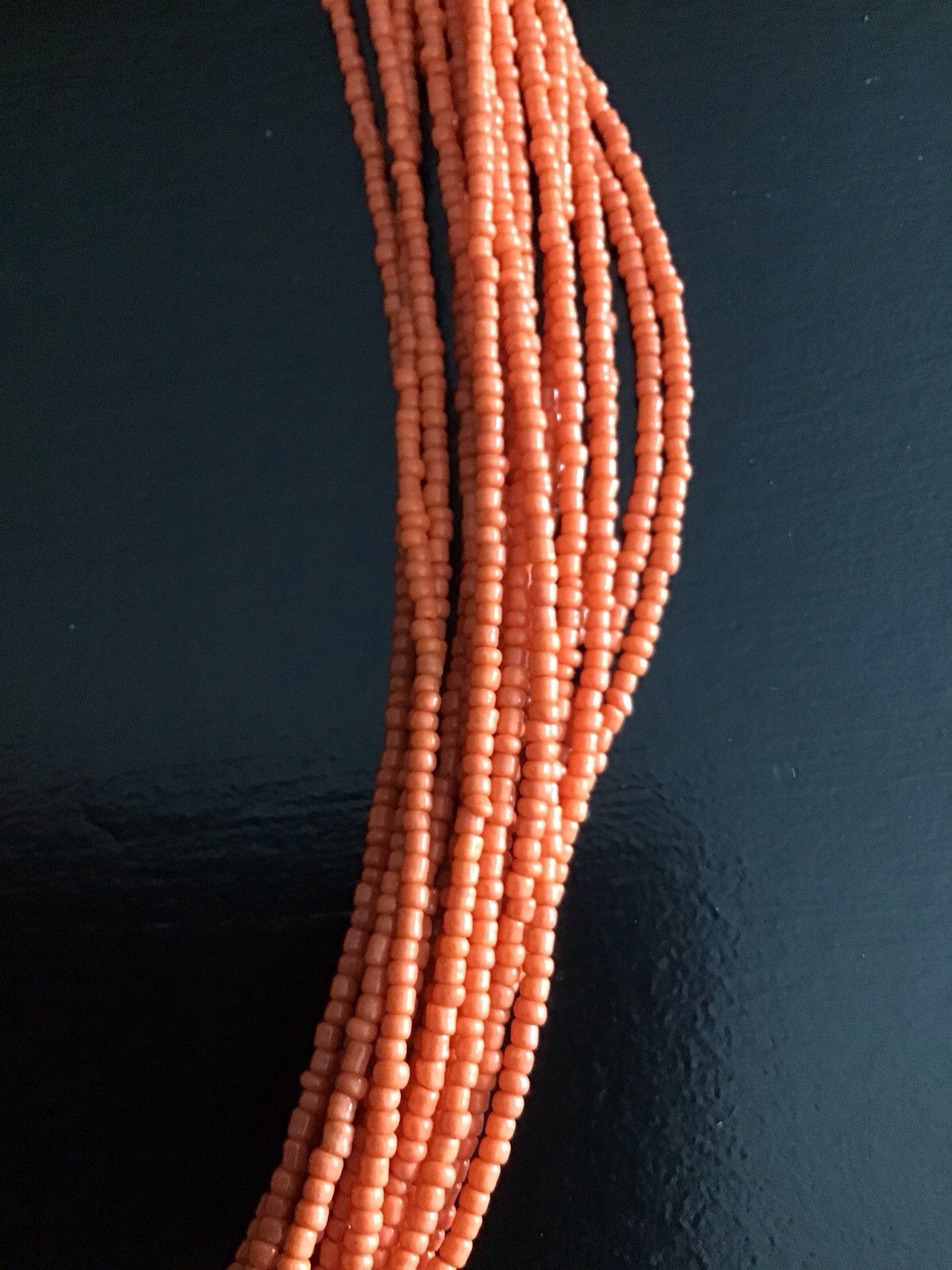 Charming Charlie Orange Seed Bead Multi Strand Bronze Tone Necklace & Earrings
