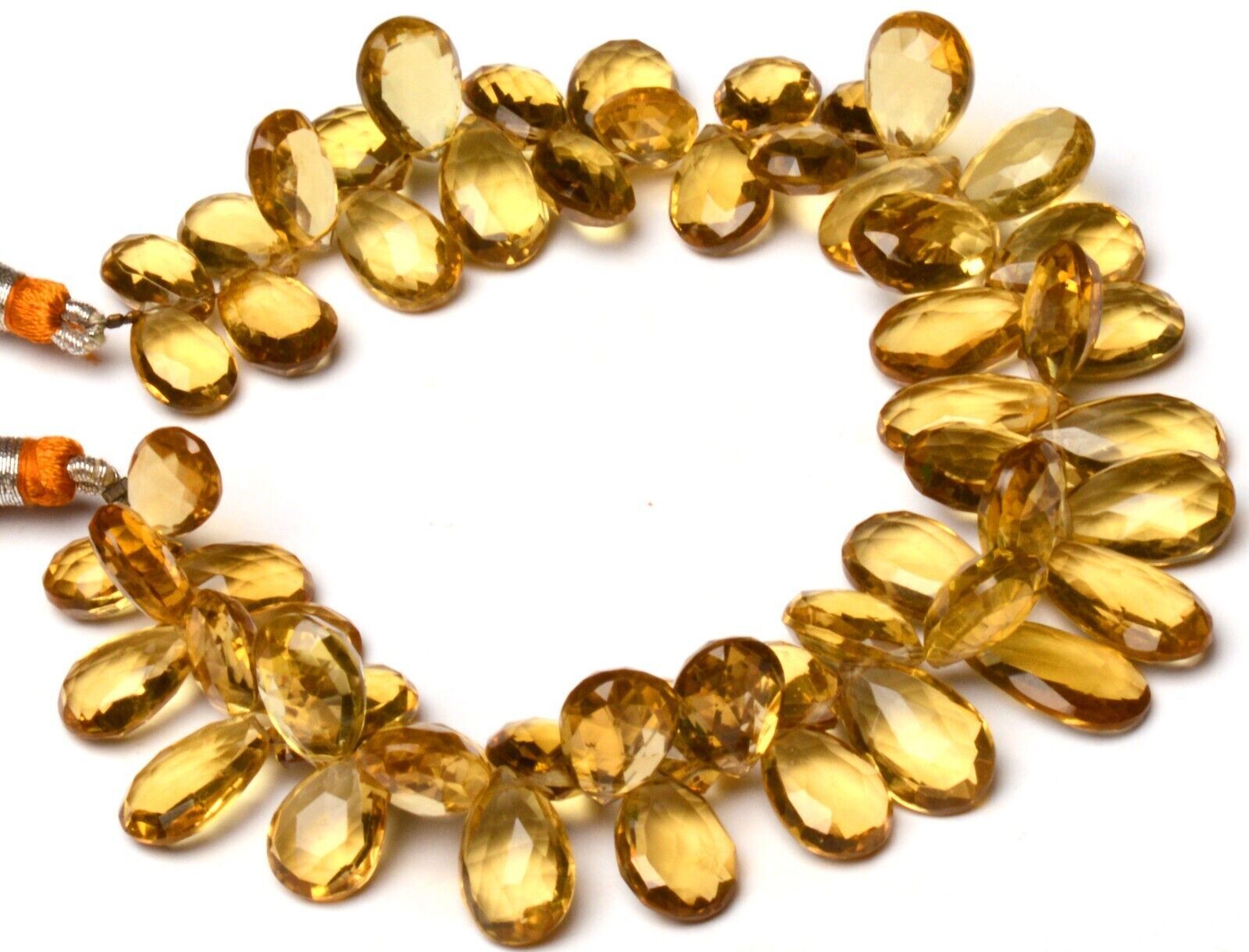 AAA Grade Natural Beer Quartz 11×8 to 15×9 mm Size Pear Briolette 9″ Strand