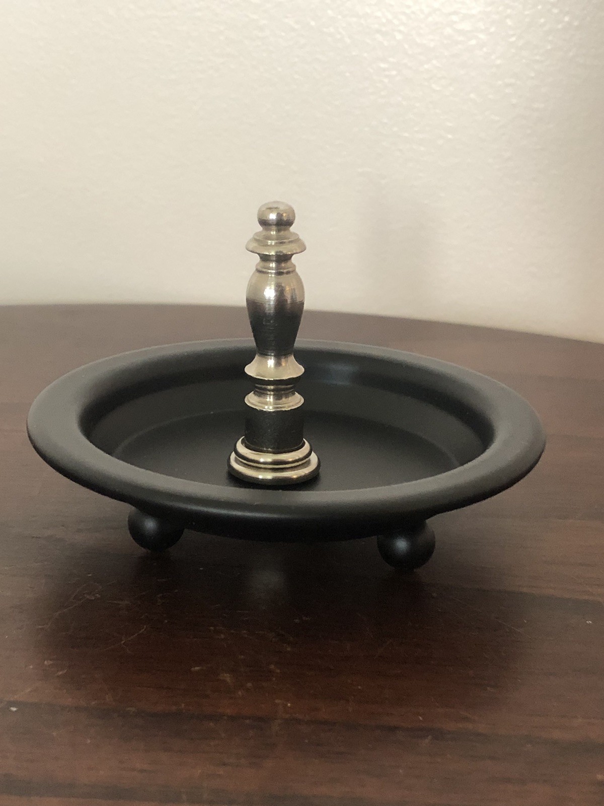 Ring Holder Ring Keeper Trinket Dish Nickel Finial Repurpose Counter Top Black
