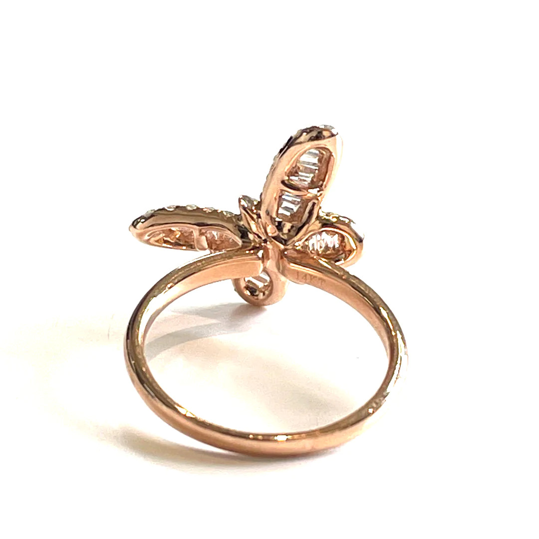Gorgeous 14K Gold Butterfly Ring with 1.00 TCW Diamonds