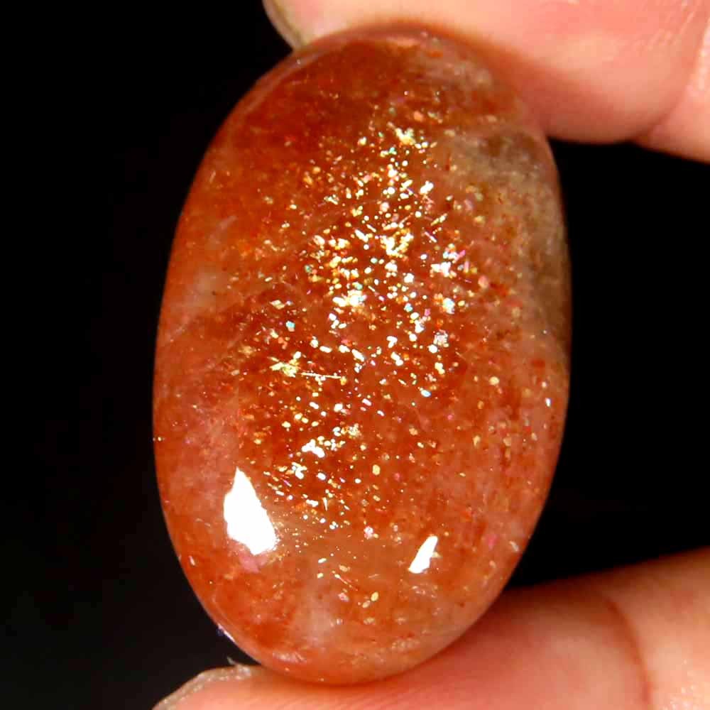 43.50Cts.100%Natural Golden Sunstone Oval Cabochon 19x31x8mm Loose Gemstone
