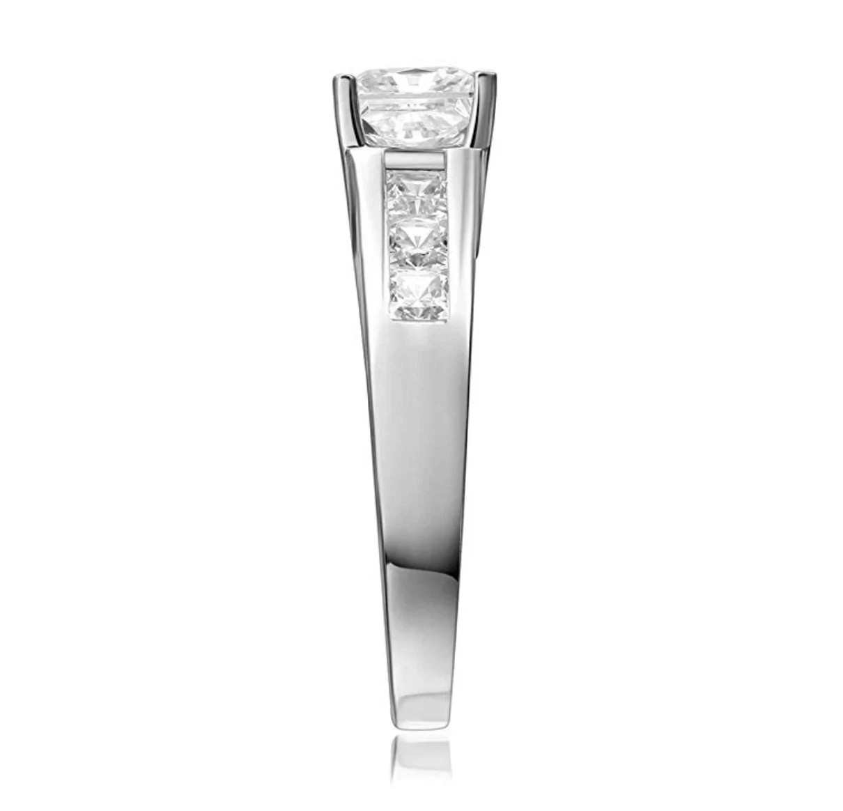 2.5 Ct Princess Silver Simulated Diamond Engagement Wedding Ring Channel