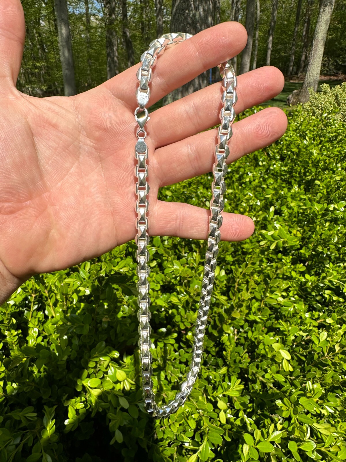 8mm 925 Sterling Silver Men Diamond Cut Rolo Hermes Link Chain Necklace Bracelet