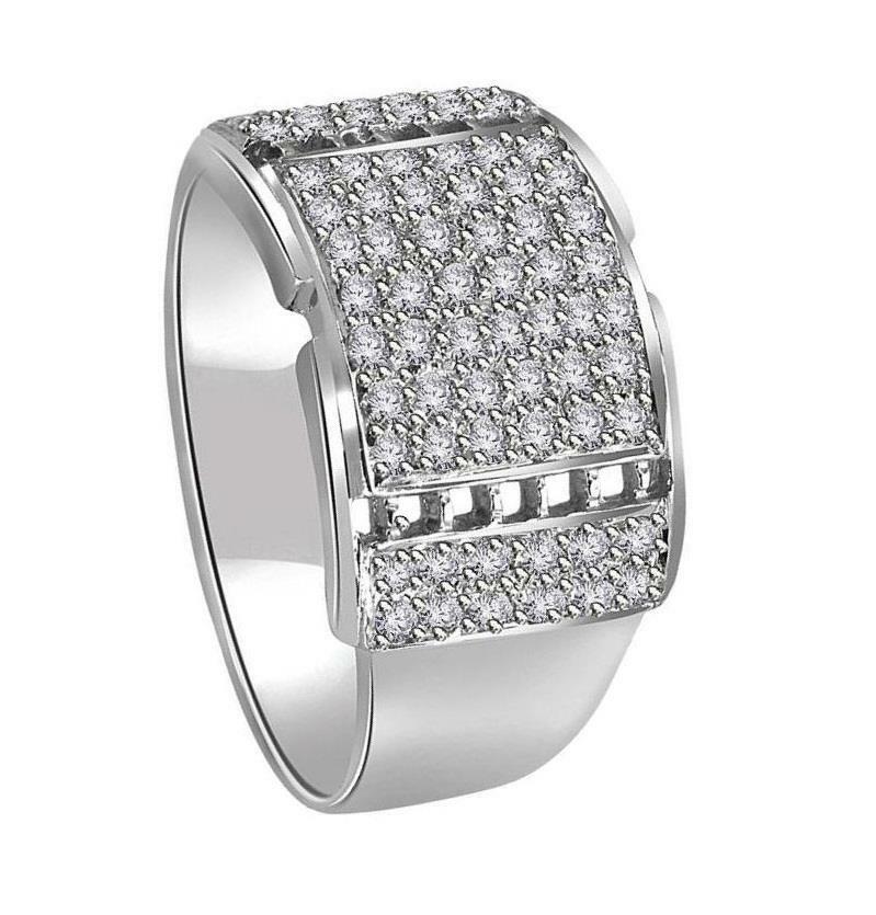 Men’s Wedding Ring SI1 G 0.70 Ct Round Diamond 14K White Gold Pave Set 12.45MM