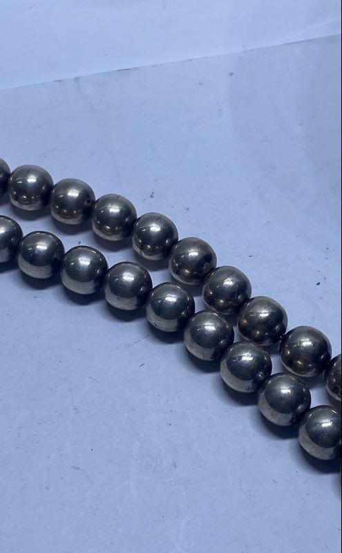Bead Necklace with 900 Silver Beads and Base Metal Chain 18.25″ 38.8g