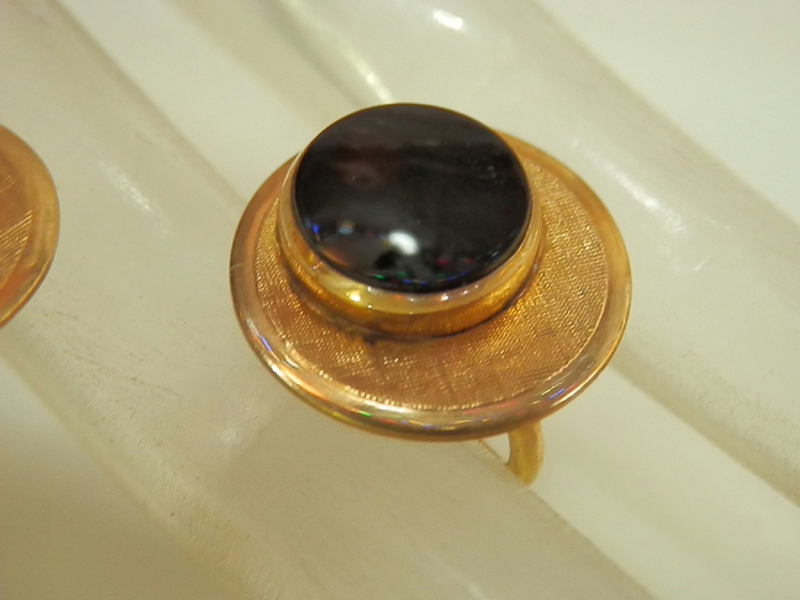 A&S Signed 12K Gold Filled Vintage 50’s Onyx Earrings 34F5