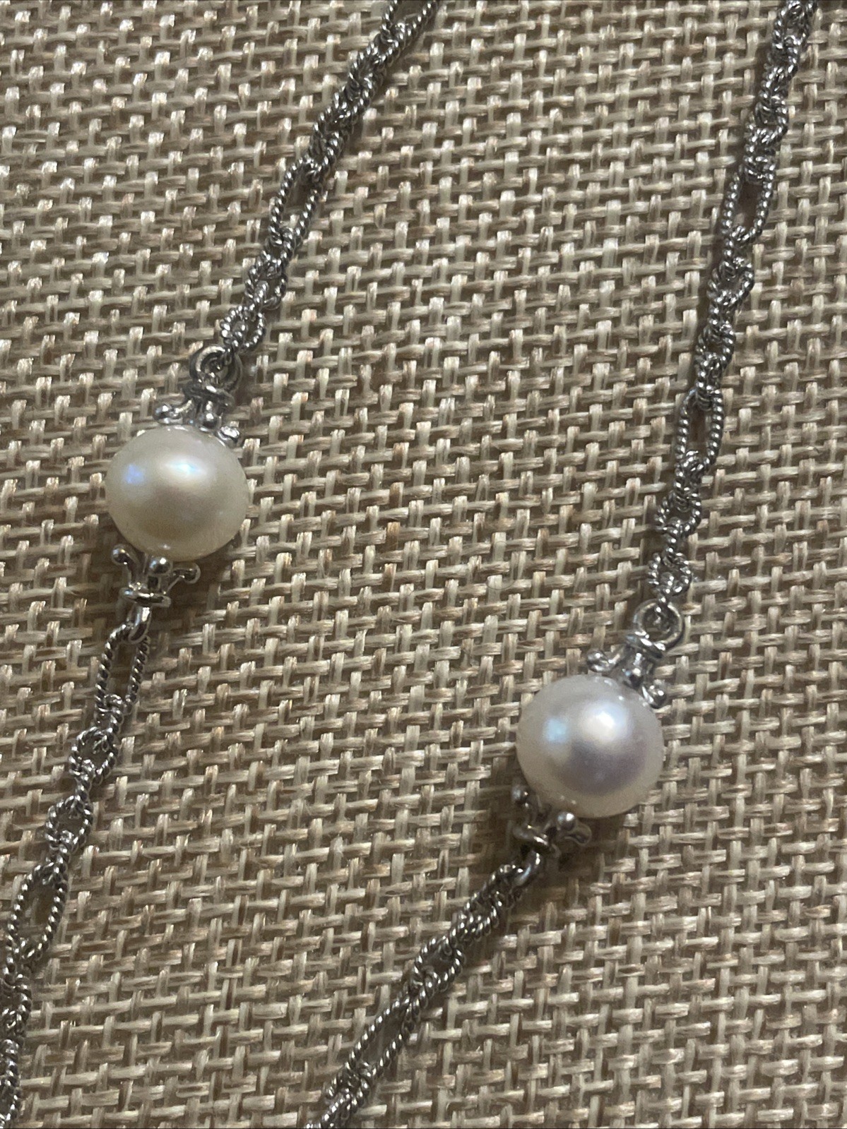 Gabriel & Co Sterling Silver/18k Gold & Pearl Station Necklace