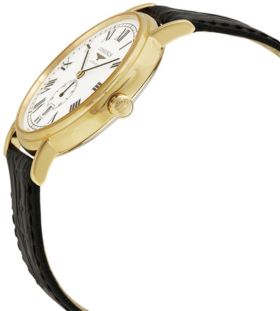 Longines Presence Automatic Yellow Gold PVD Black Leather Mens Watch L48052112