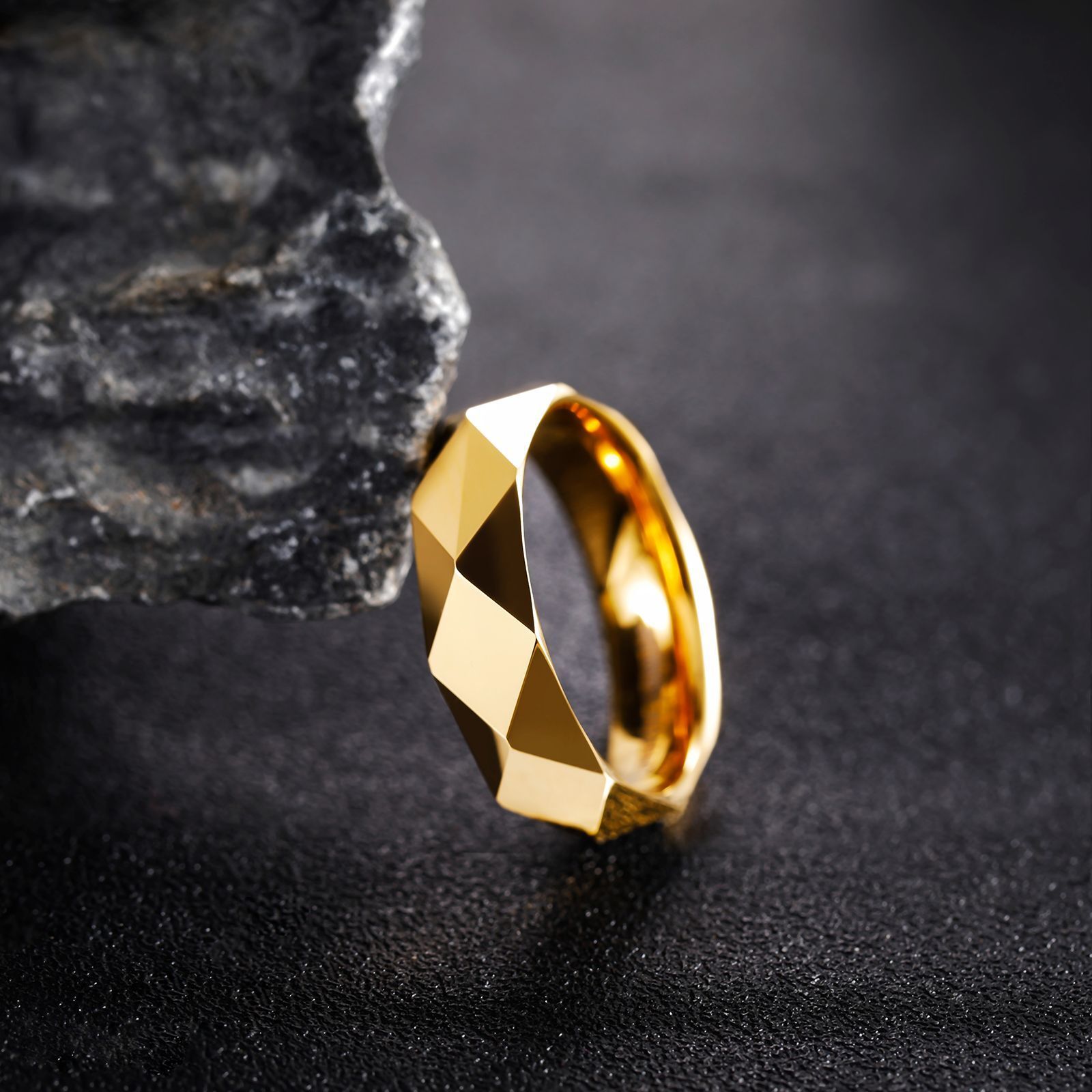 6mm Tungsten Men Wedding Bands Multi-Faceted Promise Ring Comfort Fit Size 7-13