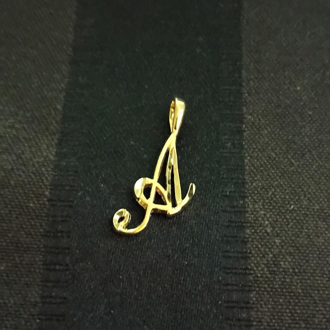 Gold Plated Initial Pendant 24k Yellow Gold Cursive Letters A to Z Diamond-Cut