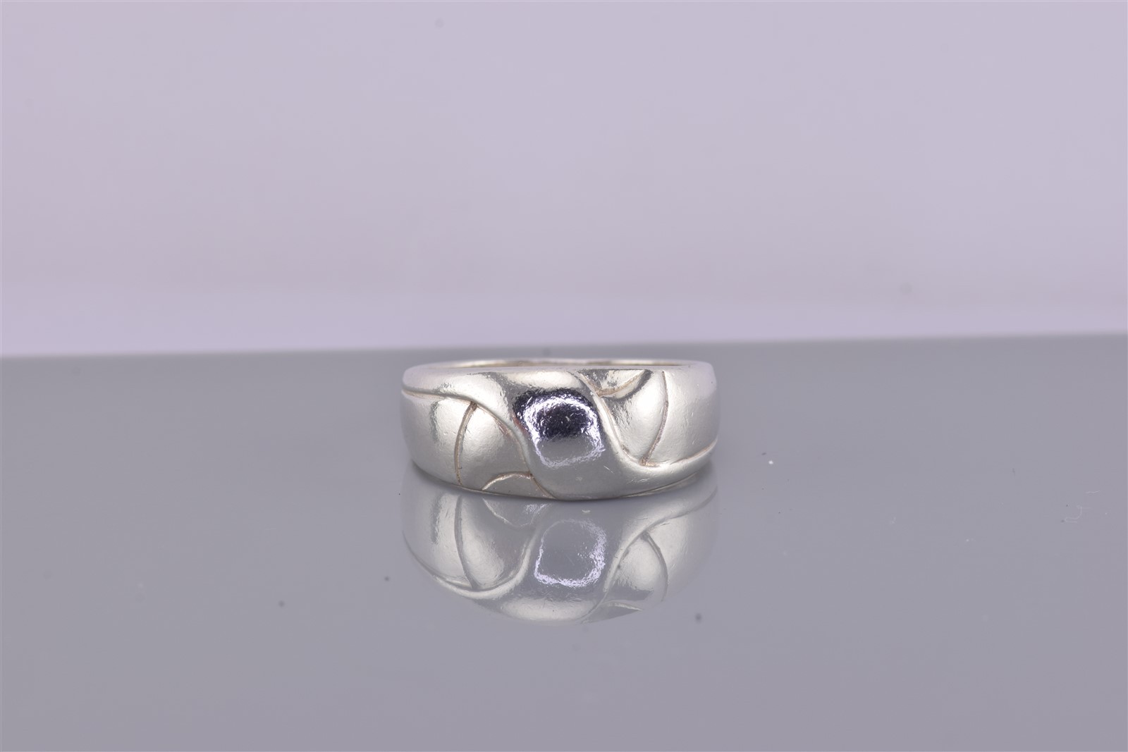 CMI Sterling Silver Flat Fold Over Carved Swirl Dome Band Ring 925 Sz: 8