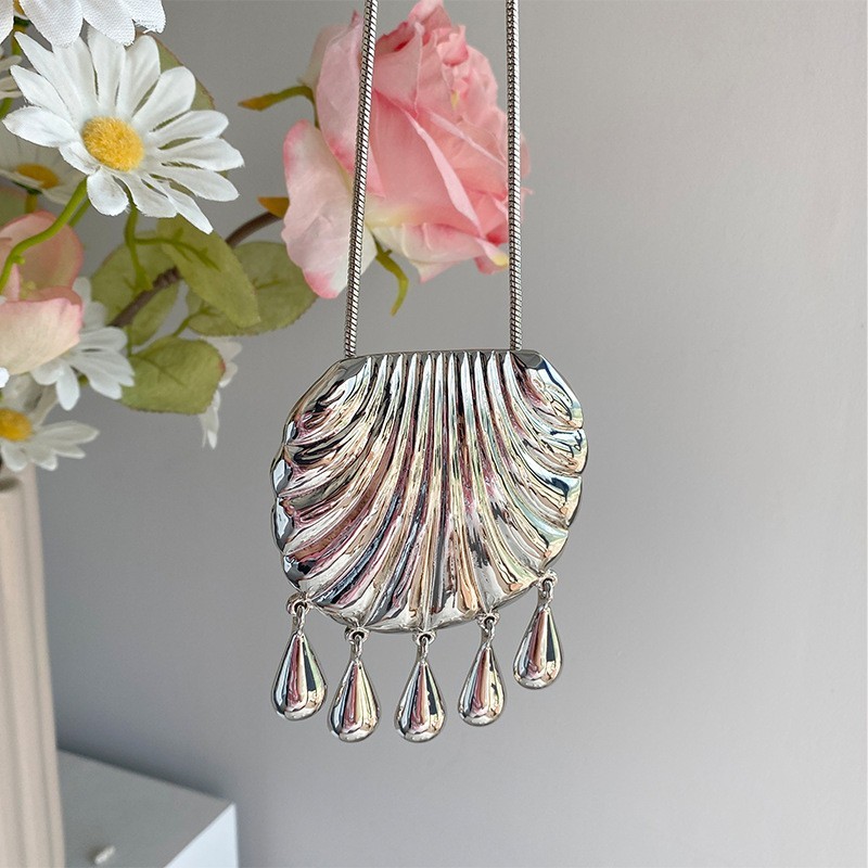 Women Vintage Large Shell Tassel Water Drop Pendant Necklace Statement Jewelry