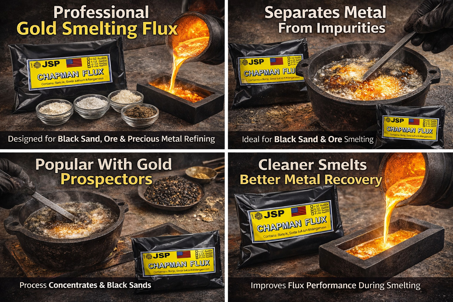 Hank Chapman Flux Gold Smelting Flux Thinner Assay Black Sand Ore Refining Melt