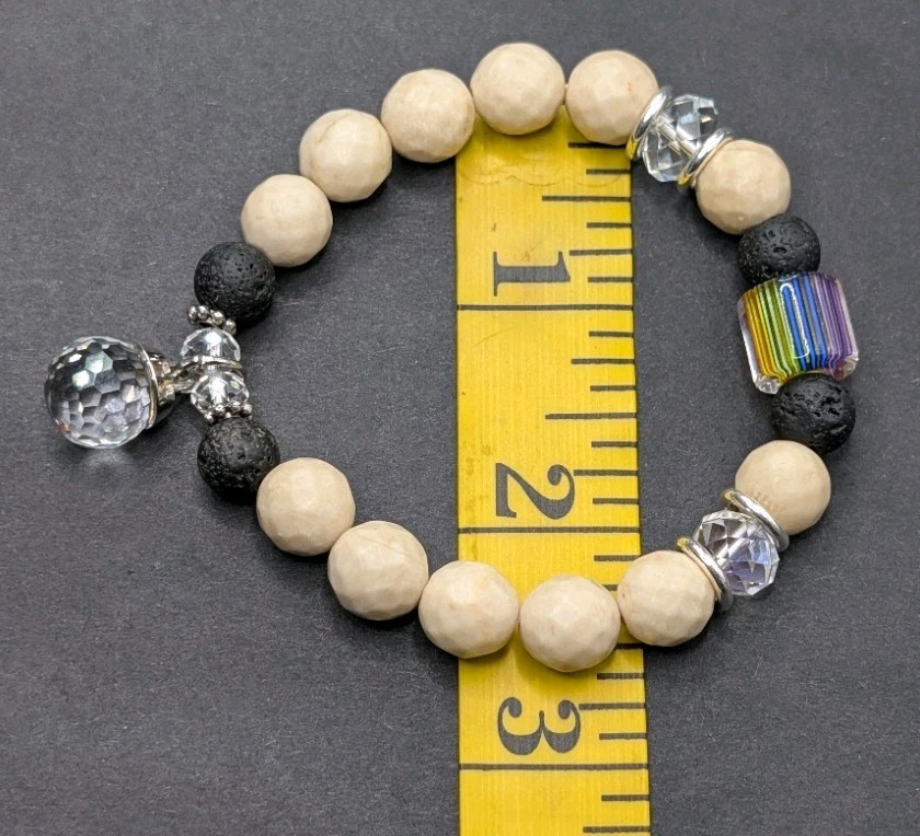 Women’s Stylish Fun Prism Stone Beaded Stretch Bracelet (16cm) Small Wrist